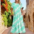 thumbnail image 2 of Sexlip Womens Maxi Dress Short Sleeve Tie Dye Design Light Fabric Flowy Silhouette for Outdoor Leisure Blue L, 2 of 5