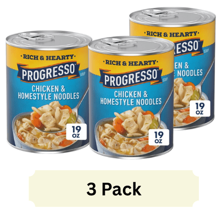 Rich and Hearty Chicken and Homestyle Noodles Canned Soup, 19 oz (3 Pack)