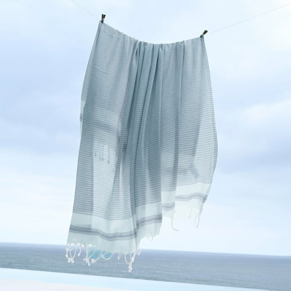 Bamboo Beach Blanket - Ecru Blue by Cariloha for Unisex - 1 Pc Blanket