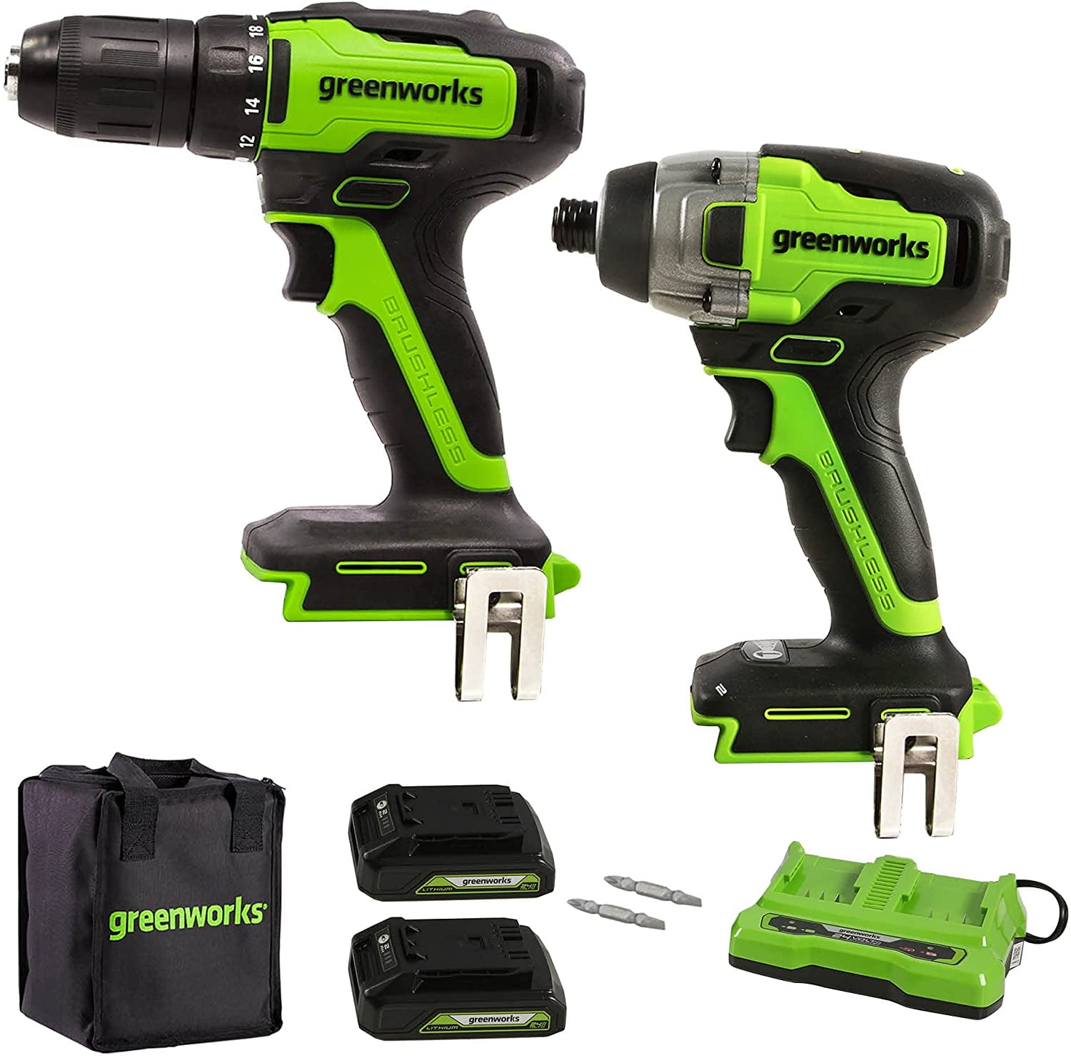 Greenworks 24V Brushless 310 in./lbs Drill / Driver + 1900 in./lbs
