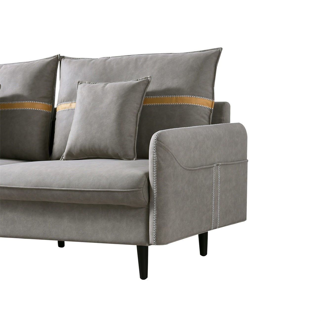 Resenkos 3-Seat Sofa Couch, Tufted Love Seat with 2 Pillows, Light Gray