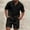 Black, variant on Men's 2 Piece Waffle Knit Outfit Half Zip Polo Shirt and Shorts Textured Summer Set for Guys Who Love Laid-Back Style Black S