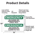 thumbnail image 2 of (2 Pack) In Case Of Call 911 Bilingual OSHA Emergency Sign 14 Inch X 10 Inch Indoor / Outdoor Rust-Free Aluminum Metal Signs for Workplace, Workshop, and Construction Site, Made in the, 2 of 8