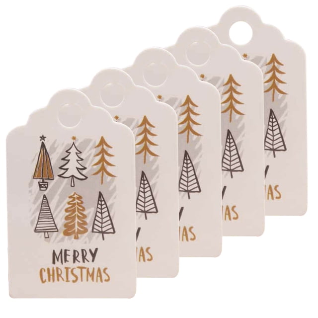 100 Uds. Tarjetas de papel de Papá Noel, suministros para fiestas de Navidad, etiquetas Kraft DIY, etiquetas colgantes de papel para envolver Kits de decoración para fiestas 3 árboles blancos Inteprter HA001764-02