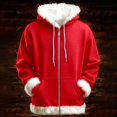thumbnail image 2 of Gyexs Christmas Hoodies for Men Santa Sweatshirt Zip up Hooded Unisex Solid Color Oversized Long Sleeve Xmas Sweatshirts with Pockets, Red, Size XXL, 2 of 4