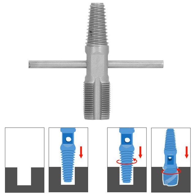 2 in 1 Double Head Broken Screw Extractor 65 Manganese Steel Dual Use Tap Faucet Broken Pipe Remover for 3/4 Inch Pipe Tube
