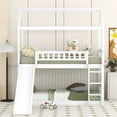 thumbnail image 2 of Bellemave Bunk Bed with Slide, Wood Twin Over Twin House Bed Frame with Ladder for Kids Teens(White), 2 of 8