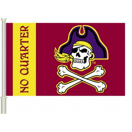NCAA - East Carolina Pirates "No Quarter" 11x18 Double Sided Car Flag - Set of 2