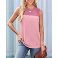 thumbnail image 4 of Tank Top for Women Casual Knitted Summer Sleeveless Tops Crewneck Spring Color Block Shirts Fashion 2025 Pink L, 4 of 6