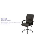 thumbnail image 2 of Mid-Back Espresso Brown Leather Swivel Manager's Office Chair with Arms, 2 of 9