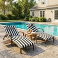 thumbnail image 2 of YIKEMA Steel & PE Rattan Outdoor Chaise Lounge - Set of 2, Black and White, 2 of 8