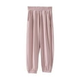 thumbnail image 5 of Juslio Boys Pants Solid Casual Summer Loose Thin Breathable Elastic Sports Mosquito Proof Air-conditioned Pink, 5 of 9