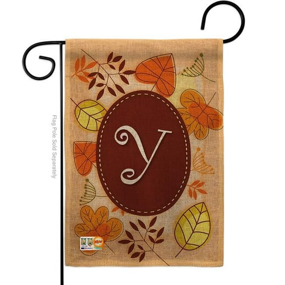 13 x 18.5 in. Autumn Y Initial Burlap Fall Harvest & Impressions Decorative Vertical Double Sided Garden Flag