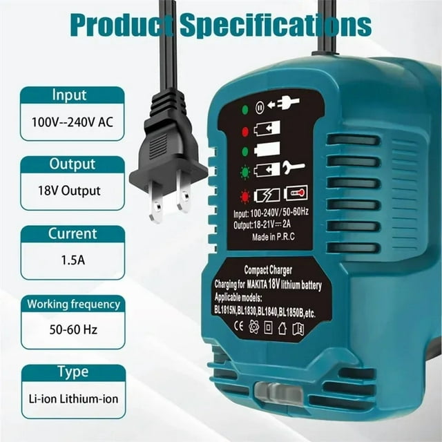 Chargeur à Prise US pour Batterie Li-ion Bos-ch 18V BAT609, Mini Chargeur Rapide Portable avec Indicateur DEL