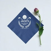 50pcs Golf 3ply Cocktail Napkins，Bachelor Party Paper Napkins, Personalized Beverage Napkin Favors, Custom name bachelorette party napkins，navy blue cocktail napkins disposable，dessert napkins 5"x5"