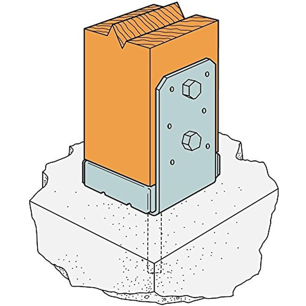 ABU44Z Uplift Post Base, Galvanized Steel, 10 & 12 Gauge, Adjustable, 4 x 4-In. - Quantity 1