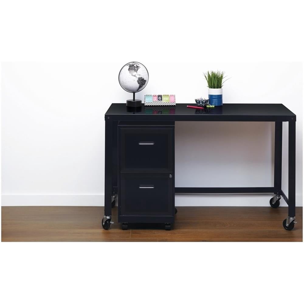 Scranton &amp; Co 18" Deep 2 Drawer Mobile Smart File Cabinet in Black