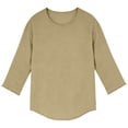 thumbnail image 5 of JPVDPA Linen Tops for Men 3/4 Sleeve Crew Neck Tees Raw Edges Casual Hippie T-Shirt Summer Beach Vacation Tee Shirts Khaki XL, 5 of 6