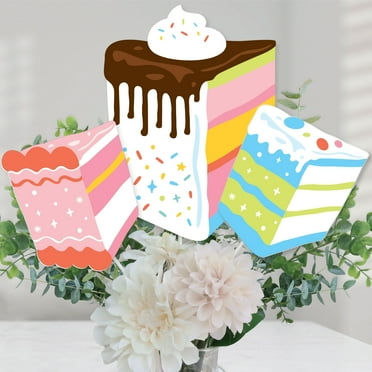 Big Dot of Happiness Cake Time - Happy Birthday Party Centerpiece Sticks - Table Toppers - Set of 15