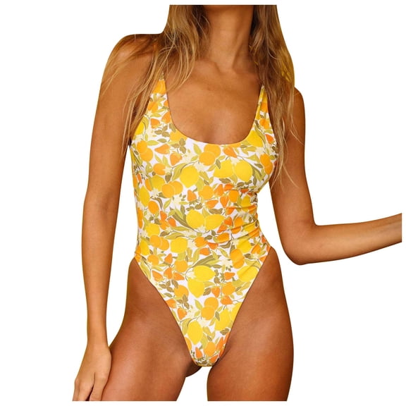 Bathing Suit for Women Tankini Color Blocked Bikini Piece Spaghetti Strap Summer Tops,Yellow,M