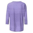 thumbnail image 5 of Viluyesy Round Neck T-Shirt for Womens 3/4 Sleeves Shirt Tops Fashionable Relaxed Elasticity Loose Blouse Purple Size M, 5 of 5