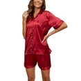 thumbnail image 5 of Pyjamas Gift compatible Women, Soft Satin Pjs Set Two Piece Silk Pyjamas Gift compatible Ladies Button Down Sleepwear Loungewear Size S-XXL, 5 of 5
