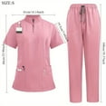 thumbnail image 3 of Beauty Salon Nursing Uniforms Hospital Nurses Work Clothes Europe and The United States Summer Casual Collar Zipper Short-sleeved Surgical Clothing, 3 of 11