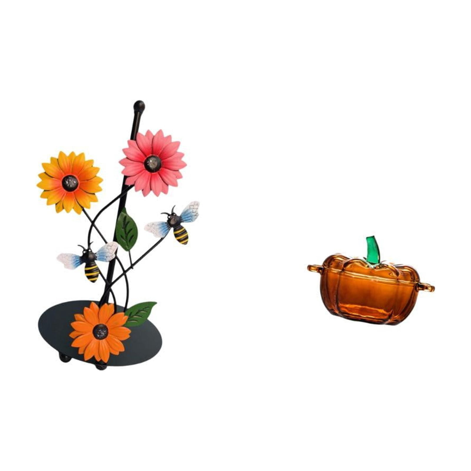 Fiocias Toilet Paper Holder Paper Towel Holder Countertop Glass Candy Dish with Lid Decorative Candy Jar Iron And Glass Material Weighted Base Suitable for Gi