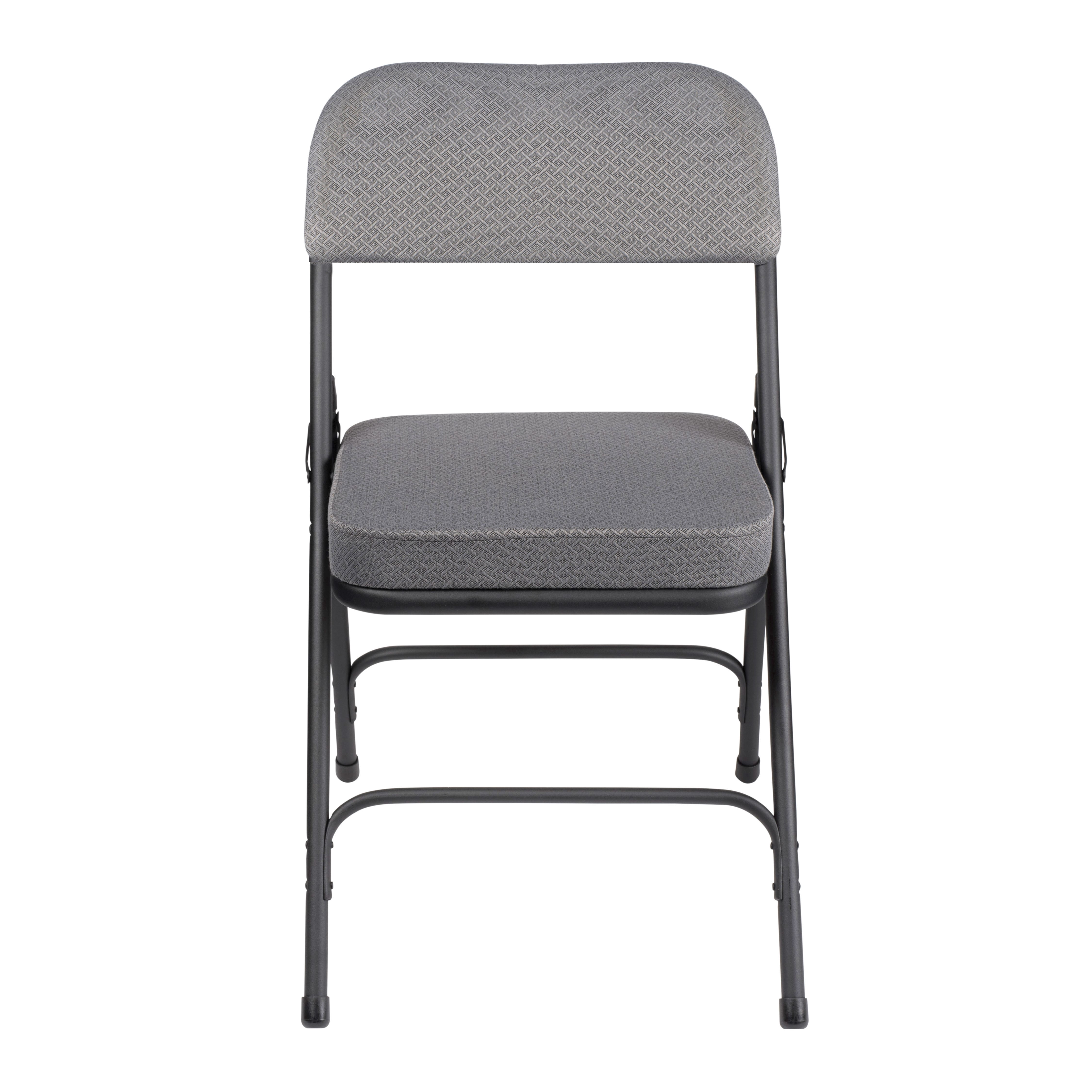 Hampden Furnishings Bernadine Collection Deluxe Fabric Padded Folding Chair, Charcoal Grey, Pack of 2