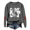 thumbnail image 5 of Women'S Pullover Sweatshirt Women'S Long Sleeve Pullover Sweatshirt Football Print Casual Crewneck Top For Games And Everyday Wear Grey L, 5 of 5