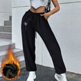 thumbnail image 2 of Odeerbi Women's Fleece Lined Pants Warm Sherpa Lined Sweatpants Jogger 2025 Casual Printed Full Length Sports Pants Black, 2 of 4