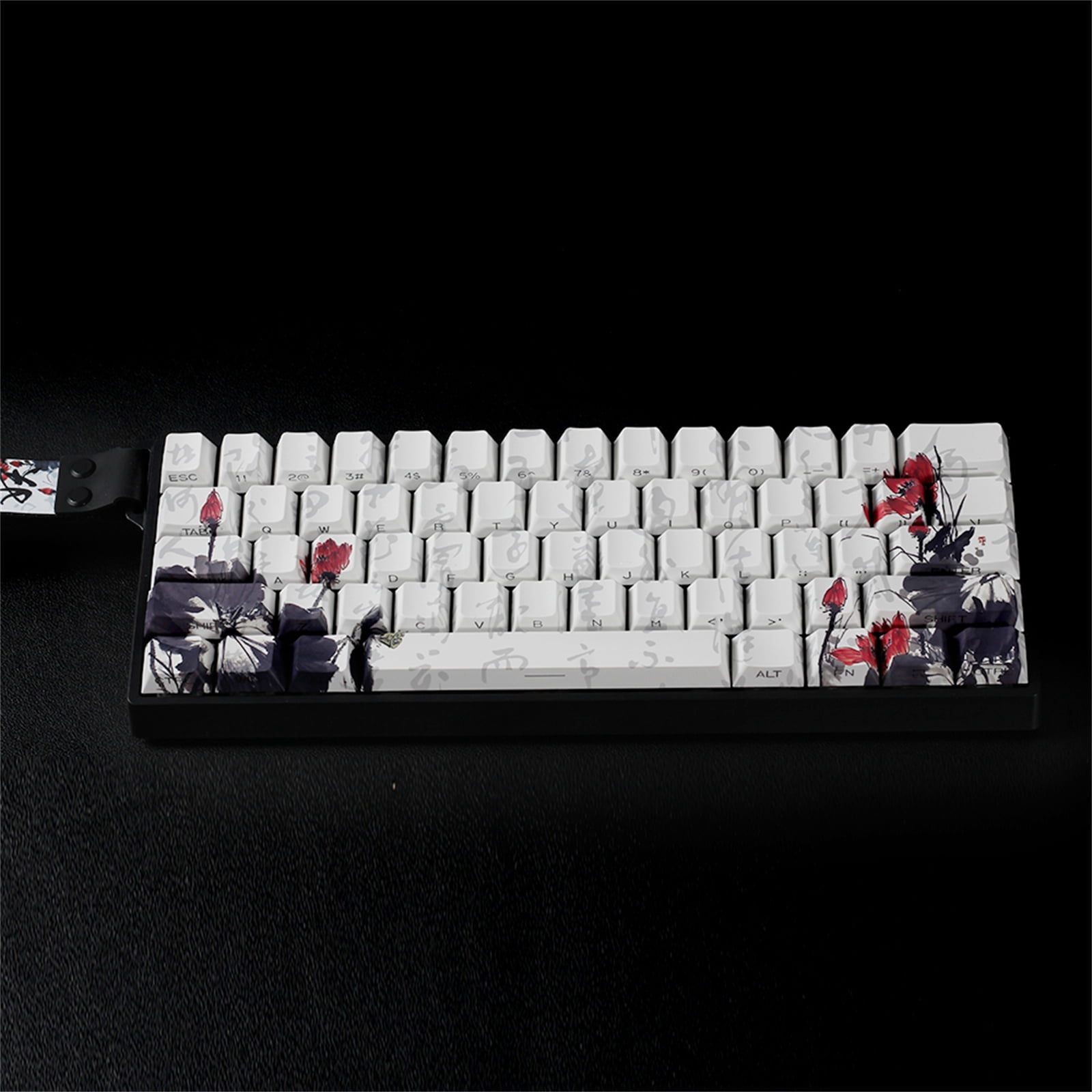 PBTs Keycaps for Mechanical Keyboards 65 Percent Layout Japanese Plums Blossoms Theme OEM Height Profile with Oil Resistant Coating