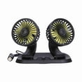 thumbnail image 4 of Ventilador eléctrico para coche, giratorio 360°, doble cabezal, 5 aspas, 2 velocidades, 12 V (aspas amarillas), 4 of 14
