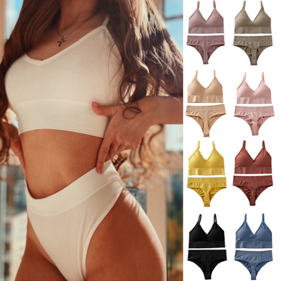 Women's Sexy Backless Bra and G-String Set Seamless Yoga Bras Set