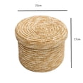thumbnail image 2 of Cestas de mimbre con tapa, cestas de algas marinas tejidas a mano, cestas redondas para el hogar, cajas para estantes, armarios, organizadores para el hogar, grandes, 2 of 8