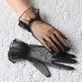 thumbnail image 4 of bestolf Women Ruffle Tulle Gloves Sheer Wrist Gloves Retro Style Wedding Bridal Short Gloves for Prom Evening Cosplay Party Stage Costume (Light Blue ), 4 of 8