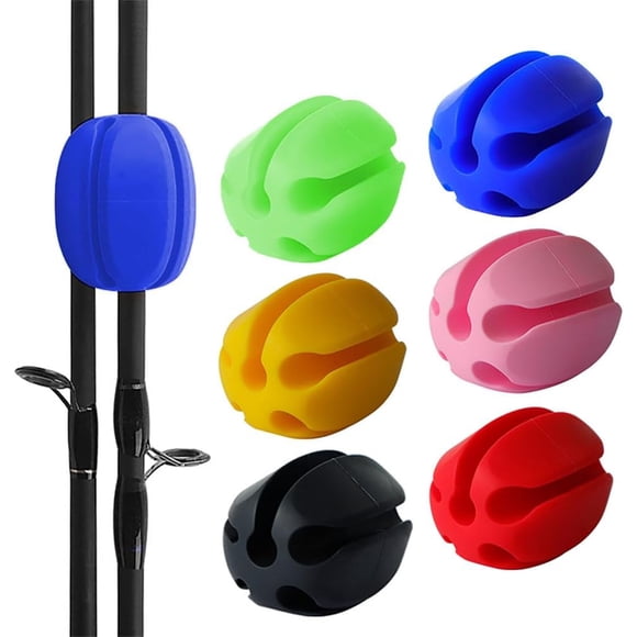 Yazoeia 6 Pcs Sangles de Support de Canne à Pêche en Silicone 5 Trous Accessoires de Pêche Légers Couleur Mixte CJC912-148988