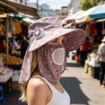 thumbnail image 6 of UV Protection Wide Brim Sun Hat with Detachable USB Rechargeable Cooling Fan, Floral Neck Flap Fishing Bucket Hat, Breathable Mesh Outdoor Sun Cap for Beach, Gardening, Cycling, 6 of 6