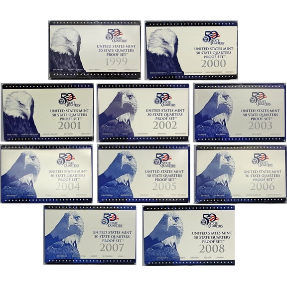 1999-2008 U.S. Proof State Quarter Set Run OGP - 50 Coins
