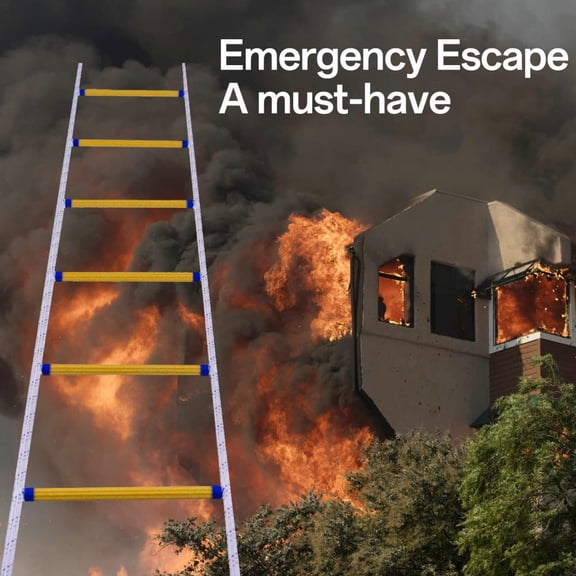 Kalkiam 65ft Fire Escape Rope Ladder with 2 Hooks for Emergency Fire Climbing & Rescue