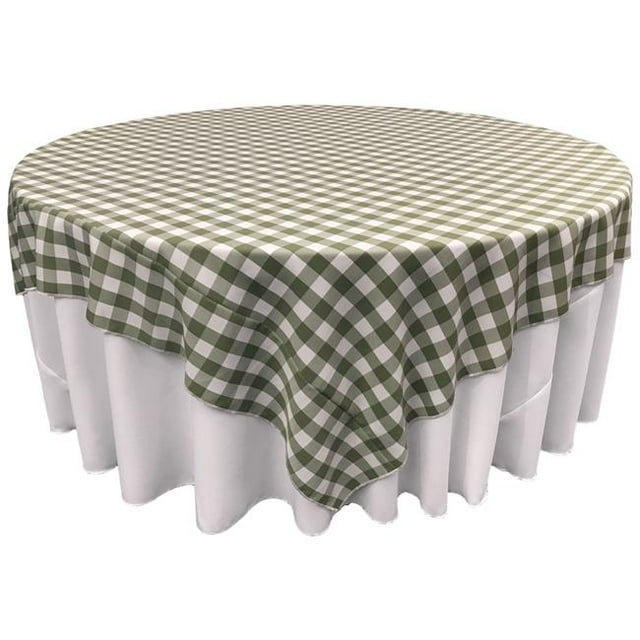 LA Linen TCcheck90x90-AppleGreenK46 Polyester Gingham Checkered Square Tablecloth, White & Apple - 90 x 90 in.