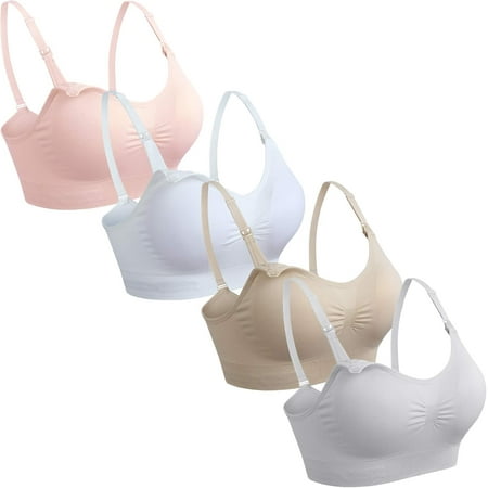 4 Pack Nursing Bra for Breastfeeding Maternity Bras Push Up Silk Seamless Pregnancy Bralette Comfortable and Supportive Underwear
