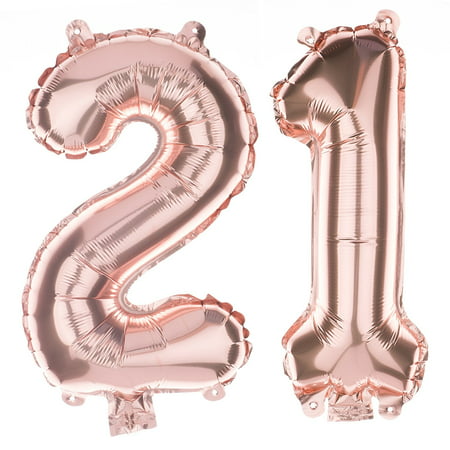 Non-Floating 21 Number Balloons 21st Birthday Party Supplies Decorations Small 13 Inch (Rose Gold)