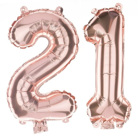 Non-Floating 21 Number Balloons 21st Birthday Party Supplies Decorations Small 13 Inch (Rose (Best 21st Birthday Themes)