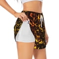 thumbnail image 3 of Lsque Orange Lightning Printed Women's Running Shorts with Liner Pockets,Elastic Quick Dry Workout Athletic Gym Yoga Shorts,Womens High Waist Shorts-Small, 3 of 9