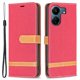 thumbnail image 1 of KAIYANG Para Xiaomimi 13C/Poco C65 4G Funda de tela vaquera con soporte de piel sintética para móvil, estilo G Xiaomi Redmi 13C 4G, color rojo, 1 of 5