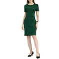 thumbnail image 2 of MODA NOVA Juniors Business Casual Round Neck Short Sleeve Knit Bodycon Sheath Dress, 2 of 5