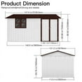 thumbnail image 4 of JXXRZ 10x12ft Metal Storage Shed with Windows, Galvanized Steel Outdoor Garden Shed & Lockable Doors,Brown&White, 4 of 7