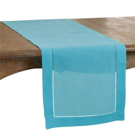 

SARO 6317.TQ16120B 16 x 120 in. Oblong Classic Hemstitch Border Table Runner Turquoise