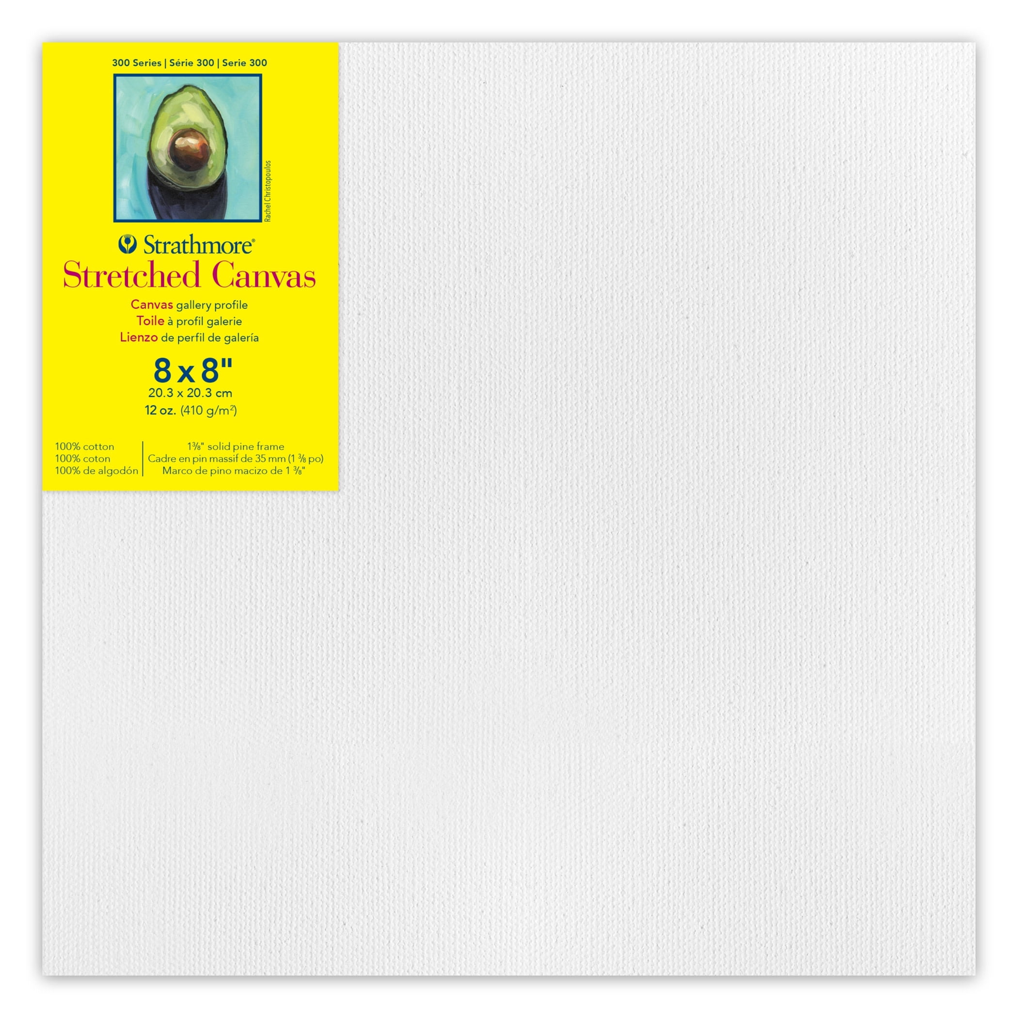 Strathmore 300 Series Gallery Stretched Canvas, 8x8 inch, 3 Count